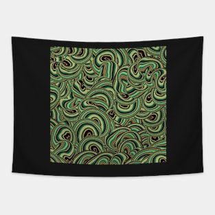 Swirly Textured Ribbons, Green Earthy Hues Tapestry