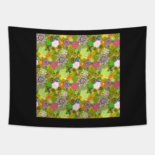 Floral Doodle with Butterflies Tapestry