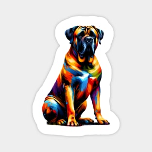 Bold Boerboel Portrait in Vibrant Splash Art Style Magnet