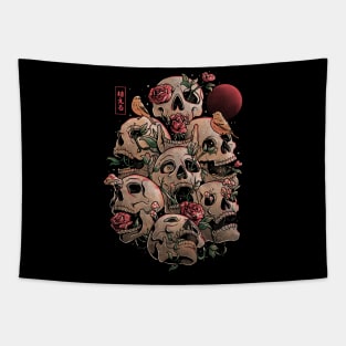 Life Grows Through Death Skull Flowers Gift Tapestry