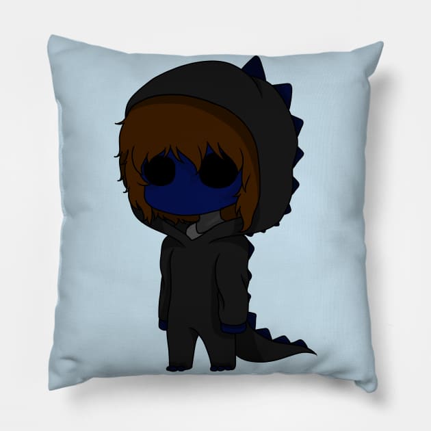 eyeless jack dinosaur chibi Pillow by LillyTheChibi