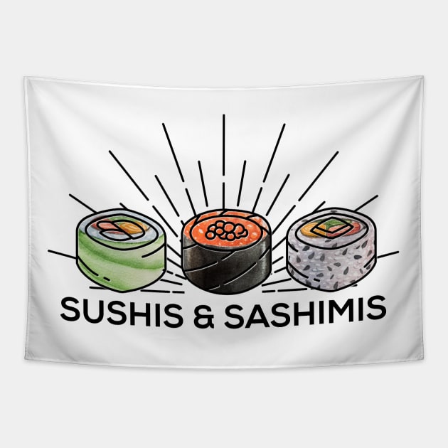 Letterkenny minimalist sushis and sashimis - black Tapestry by PincGeneral