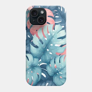 Pink Pastel Monstera Tropical Leaves Phone Case