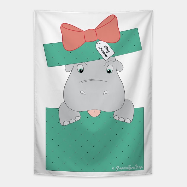 I Want a Hippopotamus for Christmas, Pastel © GraphicLoveShop Tapestry by GraphicLoveShop