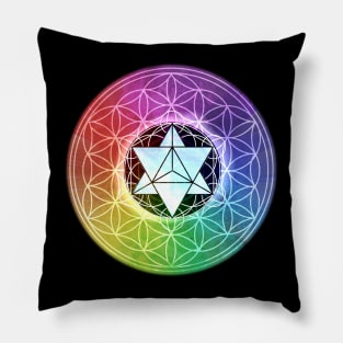 Colorful Sacred Geometry Merkaba Pillow