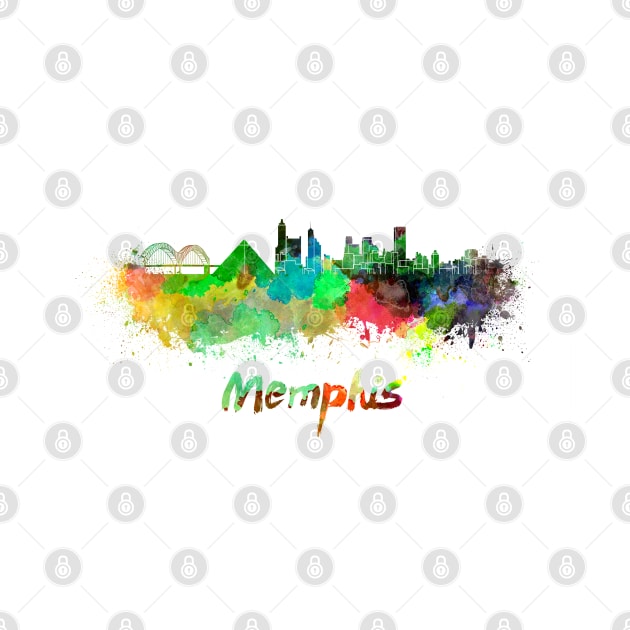 Memphis skyline in watercolor by PaulrommerArt