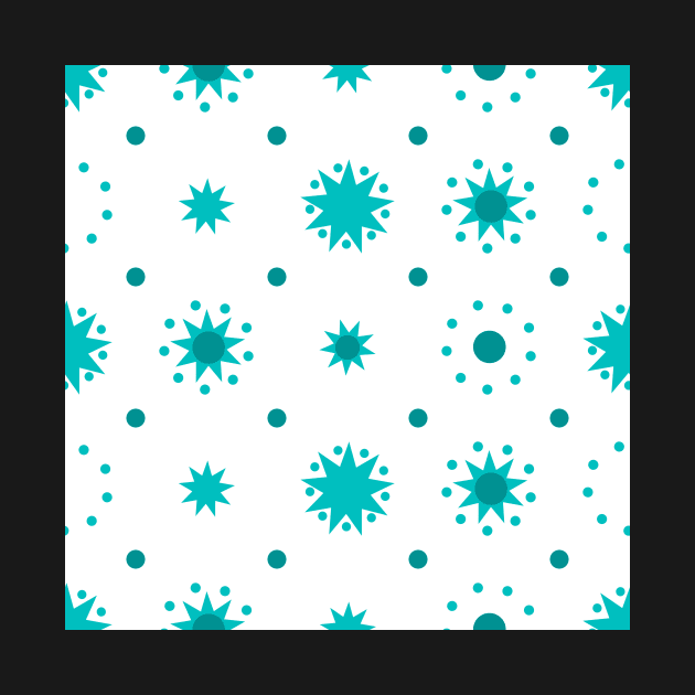 Suns and Dots Medium Dark Cyan on White Repeat 5748 by ArtticArlo