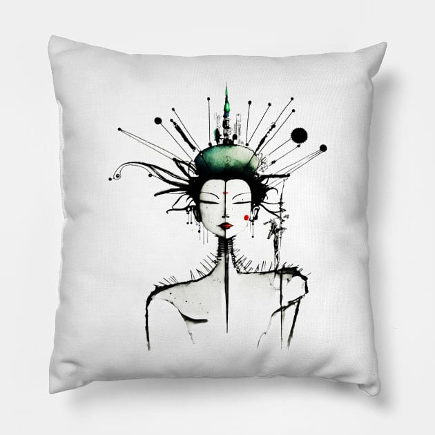 Geisha Expressionist Pillow by apsi