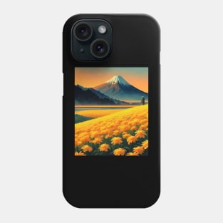 Journey To Mount Fuji - Samurai and Yellow Wildflower Phone Case