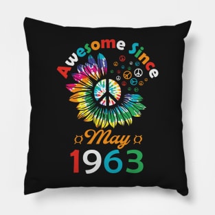 Funny Birthday Quote, Awesome Since May 1963, Retro Birthday Pillow