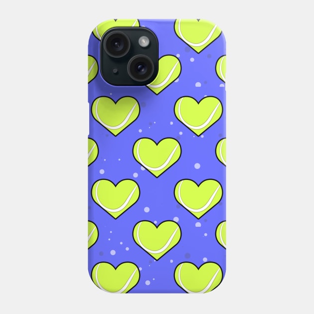 Tennis Ball Texture In Heart Shape - Pattern on Blue Background Phone Case by DesignWood-Sport