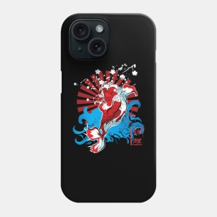 Black Red Illustrated Japanese Fish Phone Case