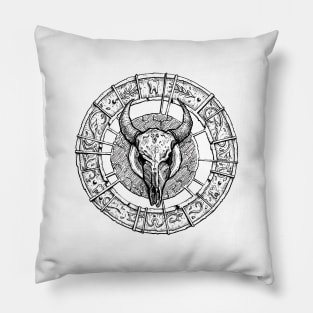 Sealed , steer cow skull emblem punk design Pillow