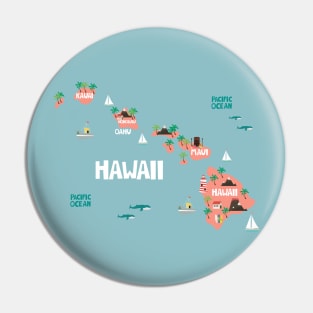 Hawaii Illustrated Map Pin