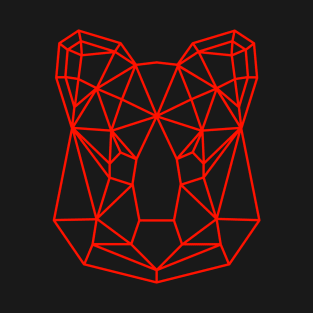Red Geometric Quokka Line Art T-Shirt