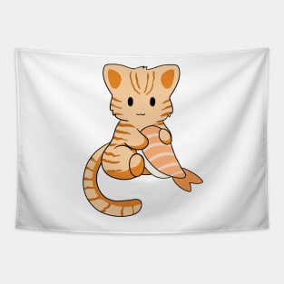 Orange Tabby Cat with Prawn Sushi Tapestry