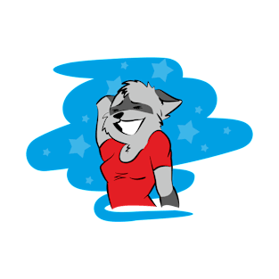 raccoon in red T-Shirt