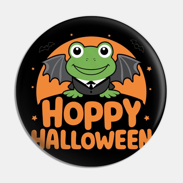 Hoppy Halloween | Batwing Frog Spooky Season Pin by DefineWear