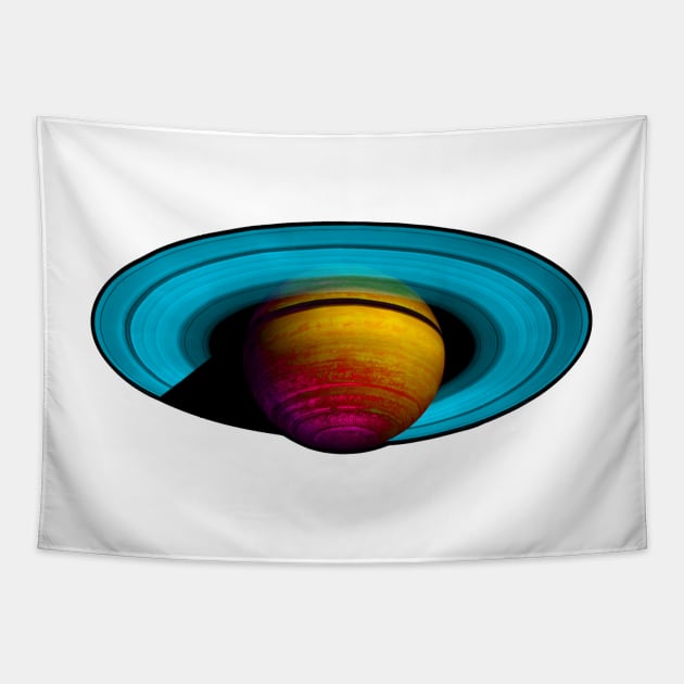 Saturn in Orange and Blue Tapestry by spacerobot