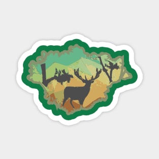 Deer between trees (abstract) Magnet