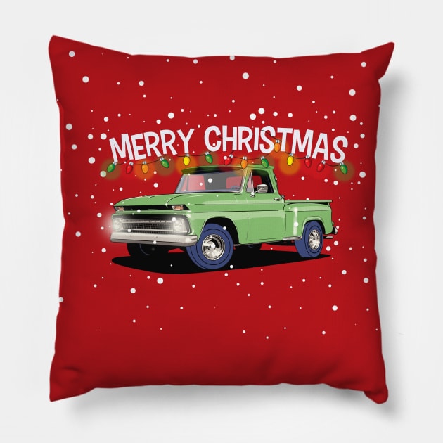 Chevrolet C10 Pickup Christmas Pillow by Webazoot