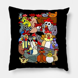 Cartoon Chickens Pillow