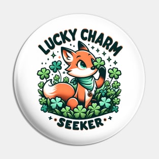 St. Patrick's day Fox Lucky Charm Seeker Pin