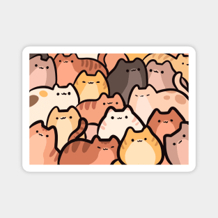 Cute Clowder of Brown Cats and Kitten stacked Magnet