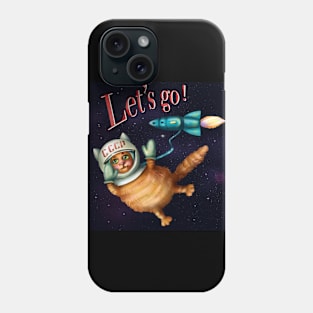 Cute astronaut cat. Let’s go ! Phone Case