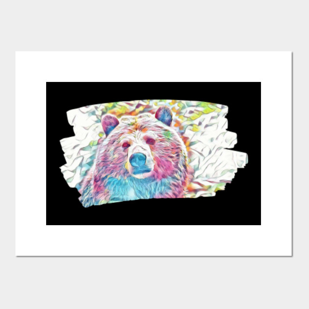 Colorful Bear Art Painting Polar Grizzly Cub Panda Boars