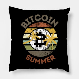 Bitcoin Summer Retro Sunset Pillow