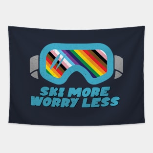 SKI More Worry Less Rainbow Ski Goggles Tapestry