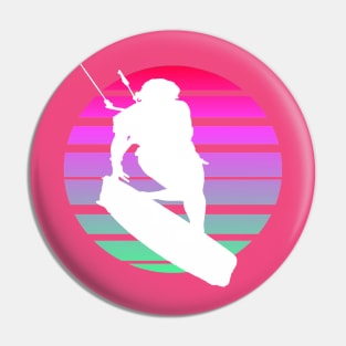 Kitesurfing Female Rider Silhouette Retro Sunset Pin