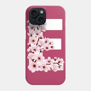 Colorful capital letter E patterned with sakura twig Phone Case