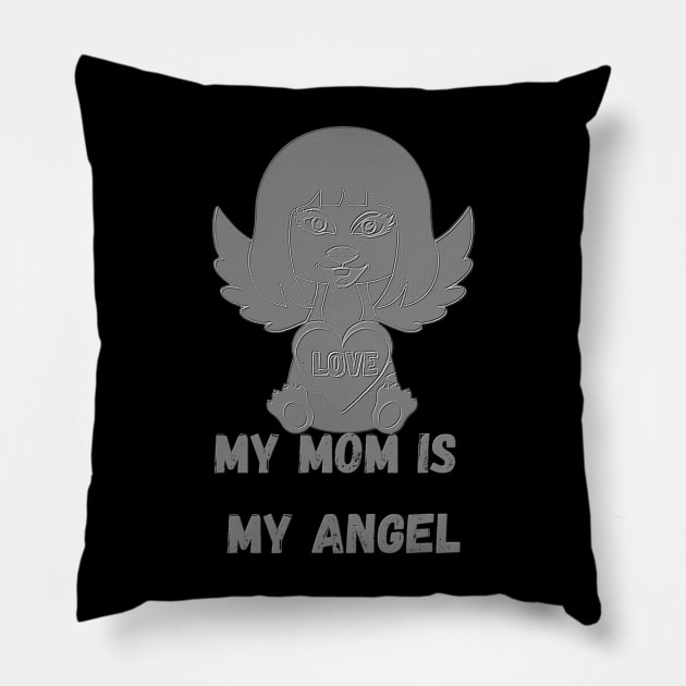 gray cute angel mom Pillow by crearty art