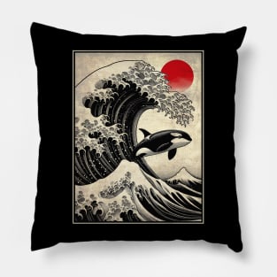 Orca in Japan Vintage Style Pillow