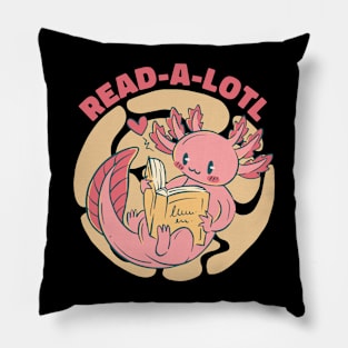 Bookworm Bliss: The Reading Axolotl Adventure Pillow