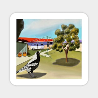 Aussie Backyard (with Magpie) Magnet