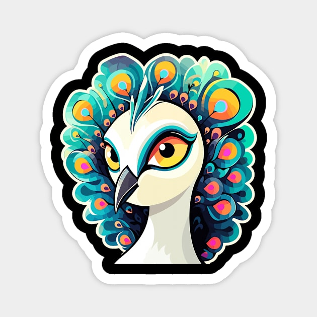 Peacock Bird Illustration Magnet by FluffigerSchuh