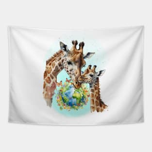 Mother Baby Giraffe Tapestry