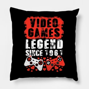 Gaming 1961 Birthday Video Games Birthday Gamer Pillow