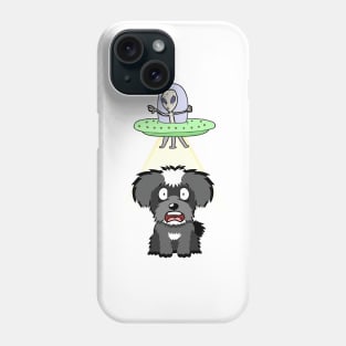 Funny miniature schnauzer is being abducted by aliens Phone Case