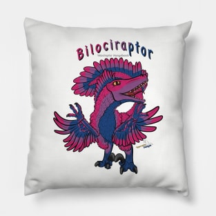 Bilociraptor - Text (Feathered) (Bisexual Pride) Pillow