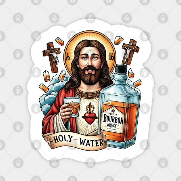 Funny Bourbon Whiskey Holy Water Magnet by ryanapples