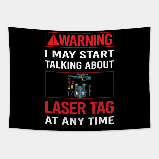 Red Warning Laser Tag Tapestry by Happy Life