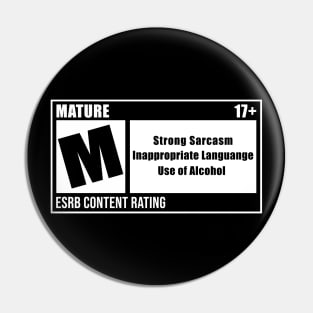 MATURE ESRB CONTENT RATING GAMER Pin