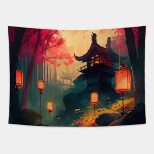 Path to the forest lantern Tapestry