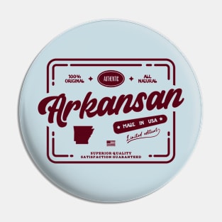 Authentic Arkansan Cool Vintage Dark Stamp Print Arkansas Resident Gift Pin