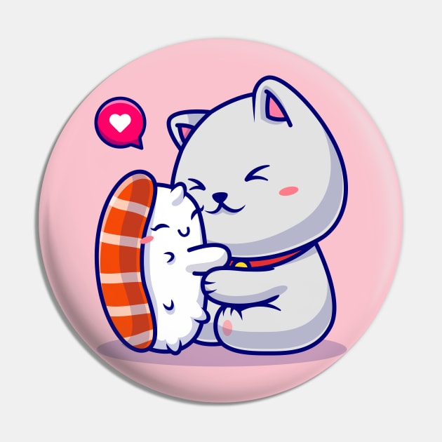 Cute Cat Love Sushi Cartoon Pin by Catalyst Labs