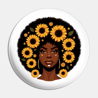 Afrocentric Woman Flowers Pin